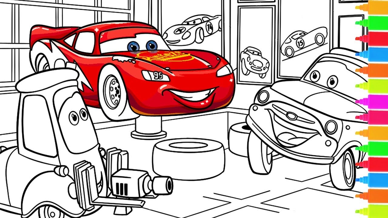 Disney Pixar Cars Lightning Mcqueen Tuner Cars Coloring Book Pages YouTube