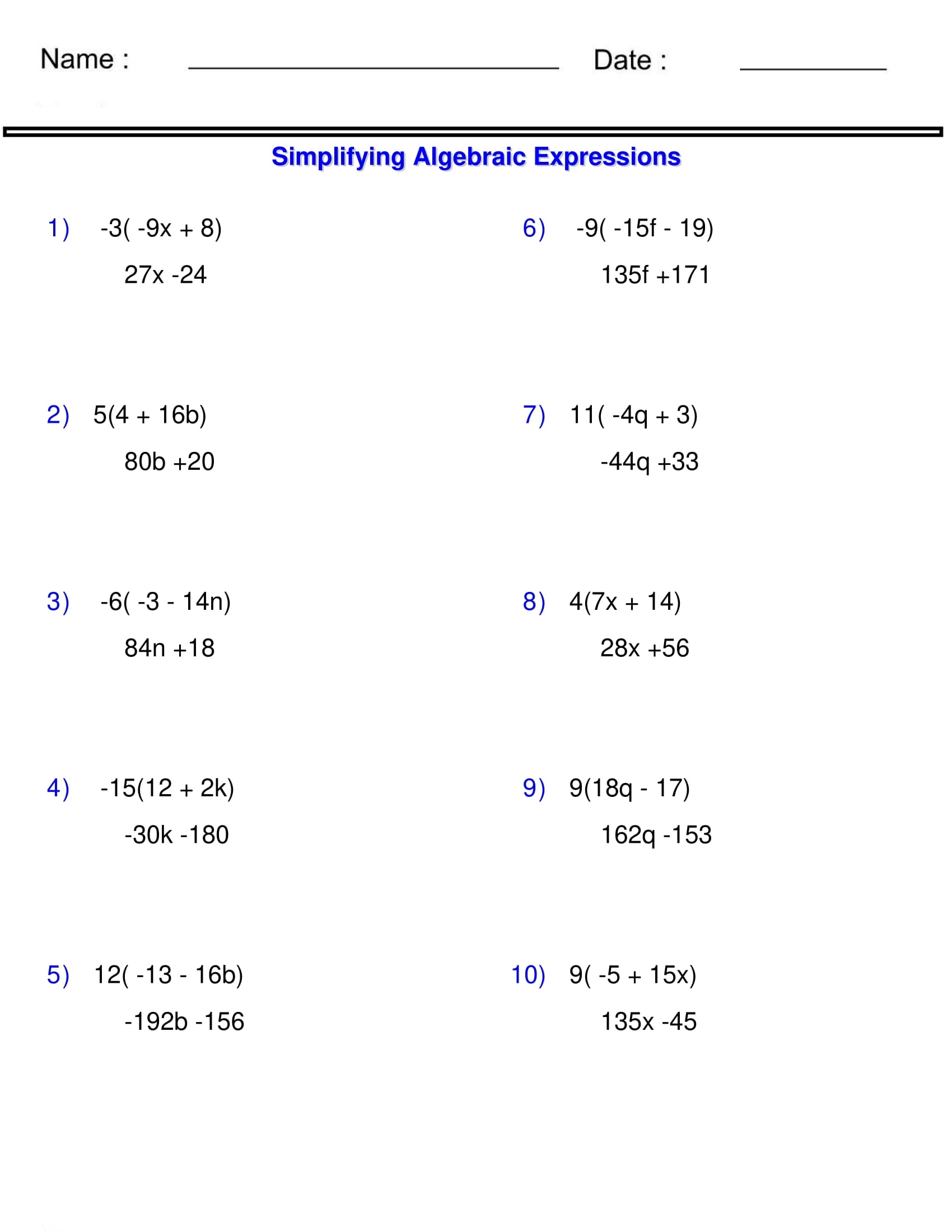 Distributive Property Of Multiplication Activities Practice Worksheets Pre Alg Made By Teachers