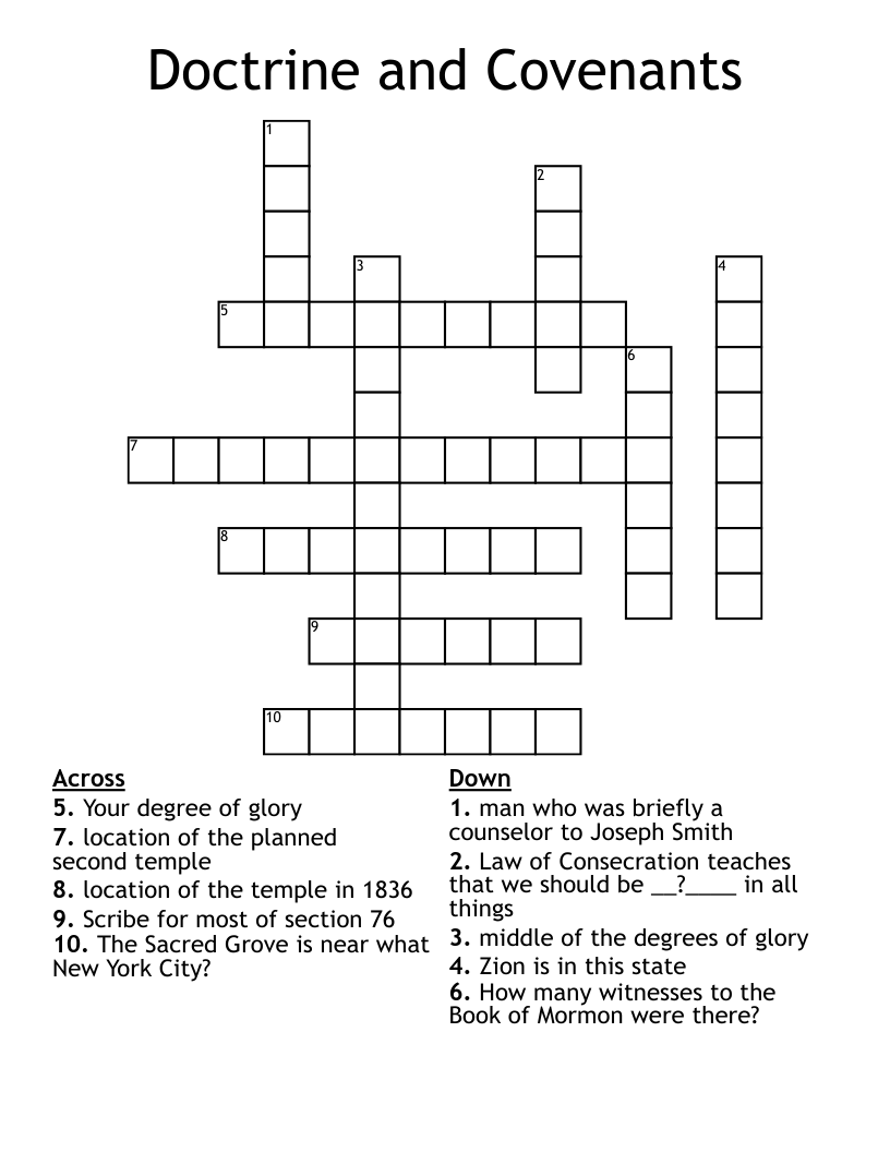 Doctrine And Covenants Crossword WordMint Doctrine And Covenants Crossword WordMint