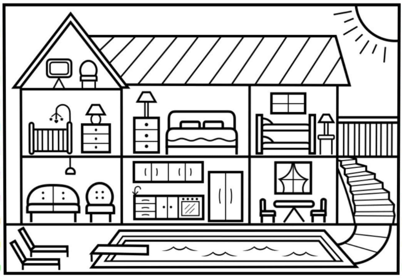 colouring pages of a house