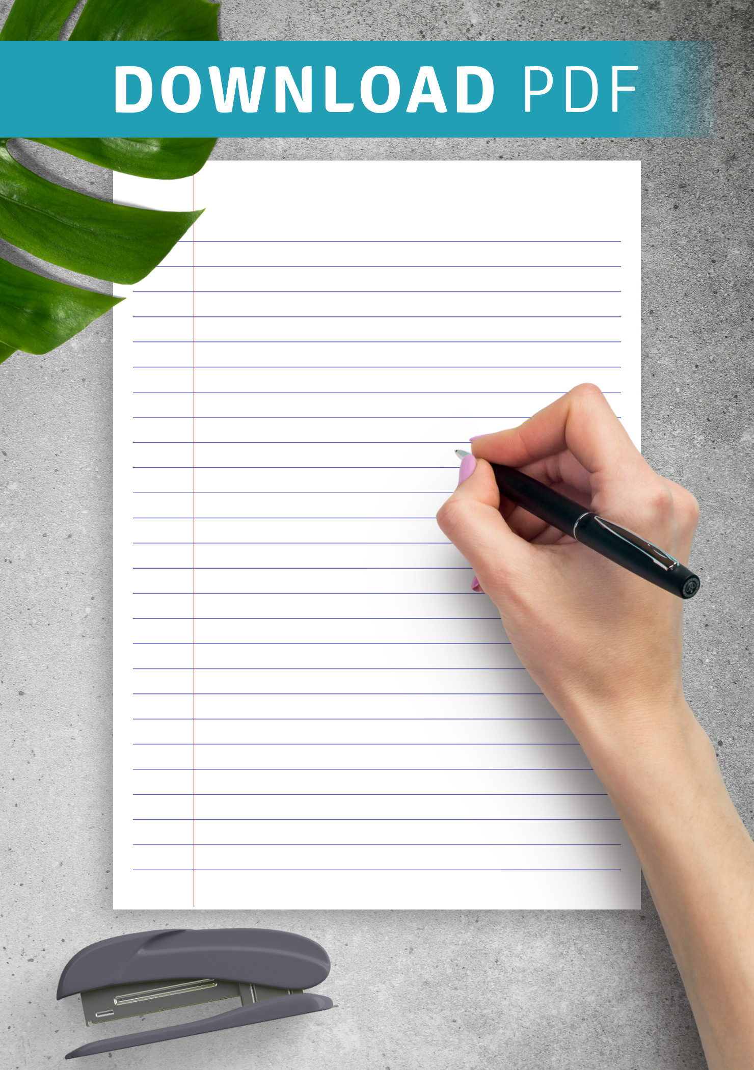 college ruled paper printable