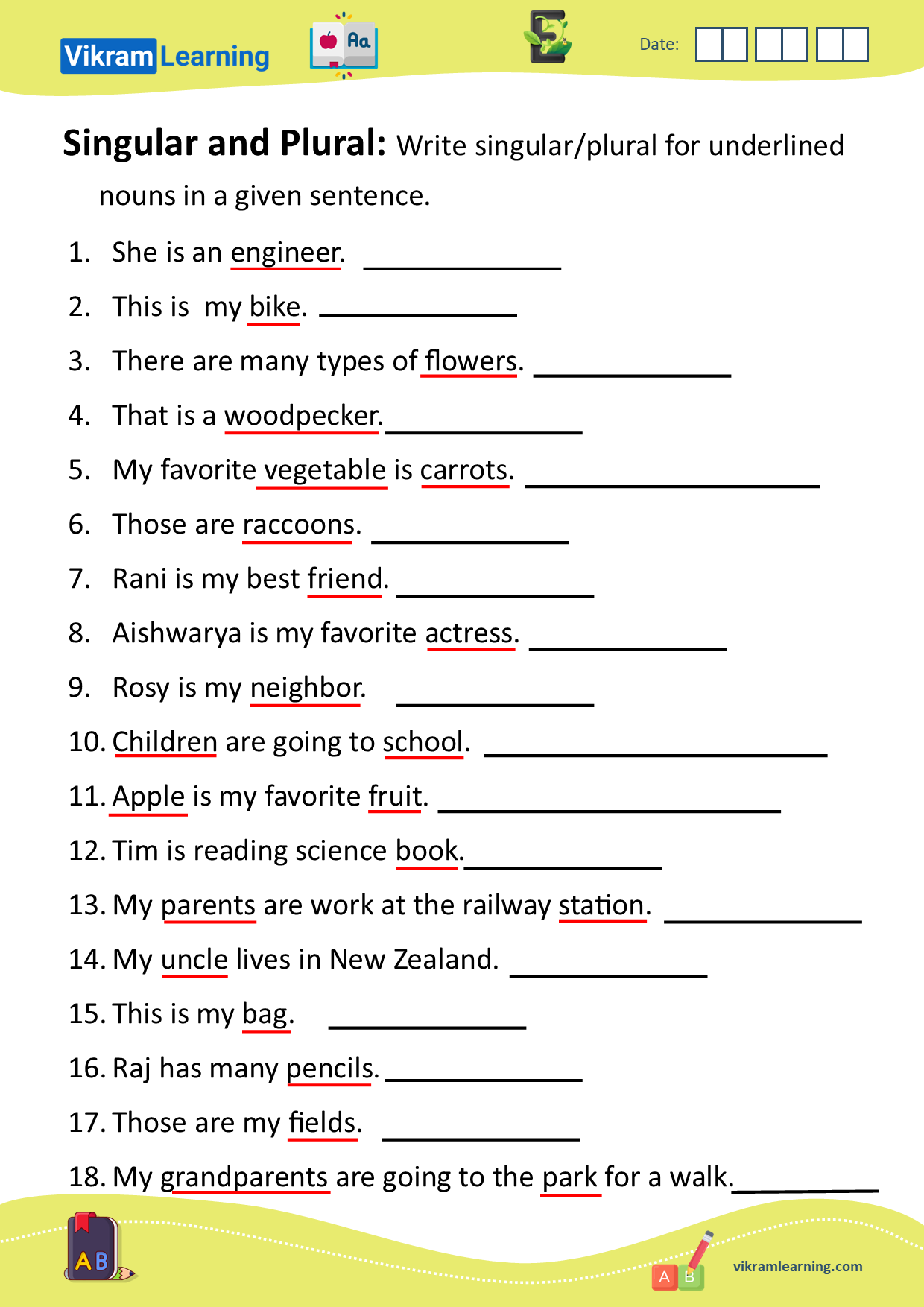 singular and plural worksheets