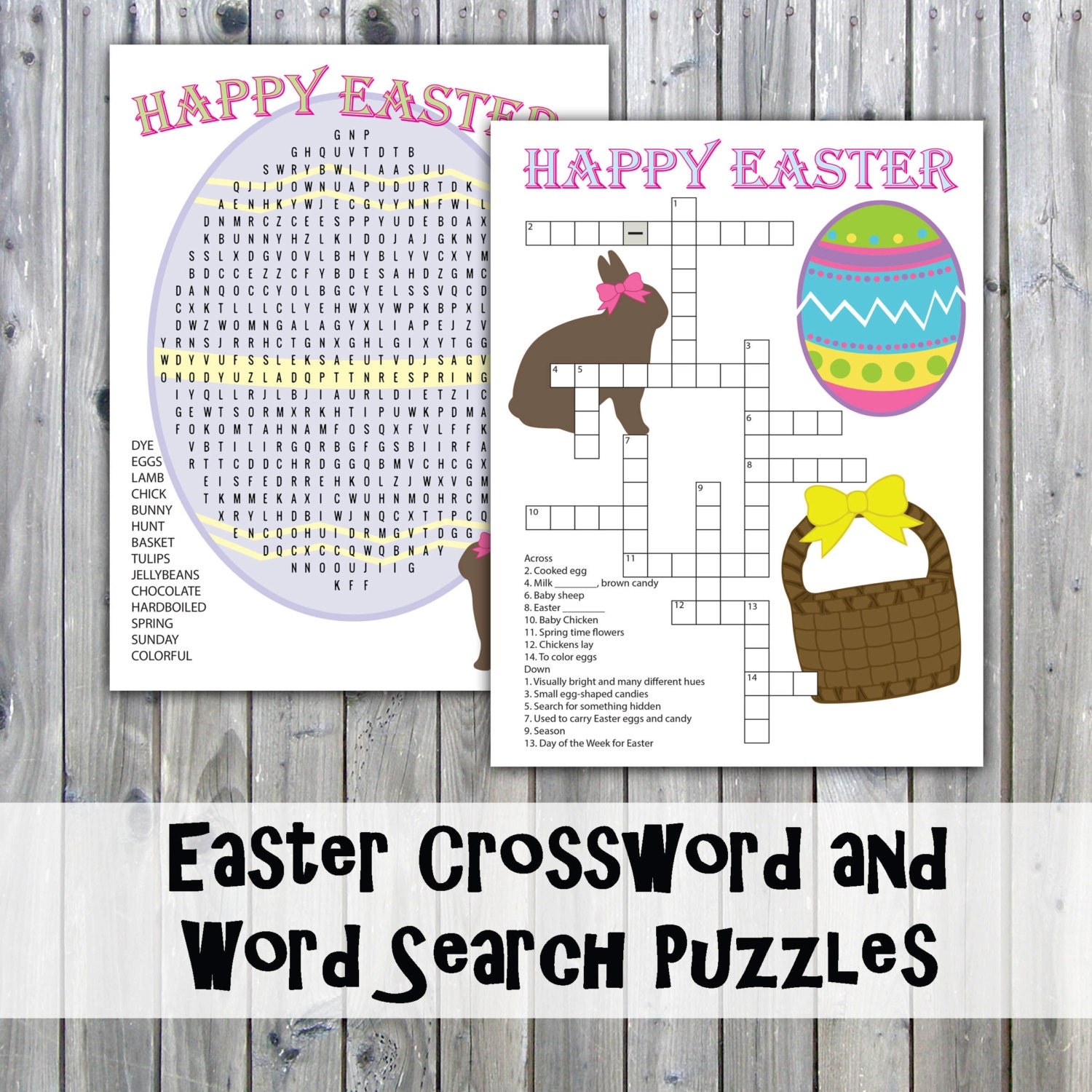 Easter Crossword Puzzle And Word Search Party Game Printables Instant Download Etsy