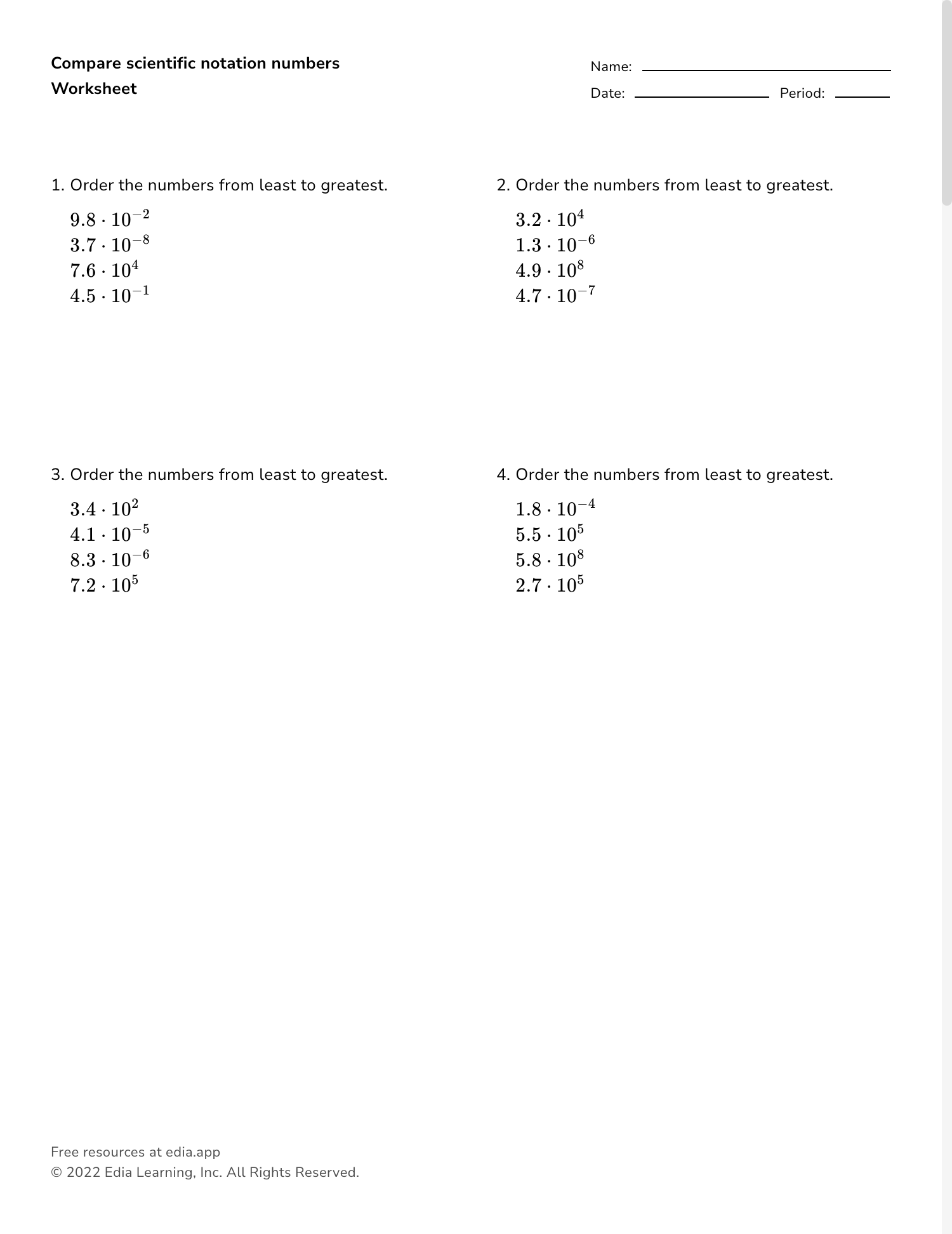 worksheets for scientific notation worksheets for scientific notation