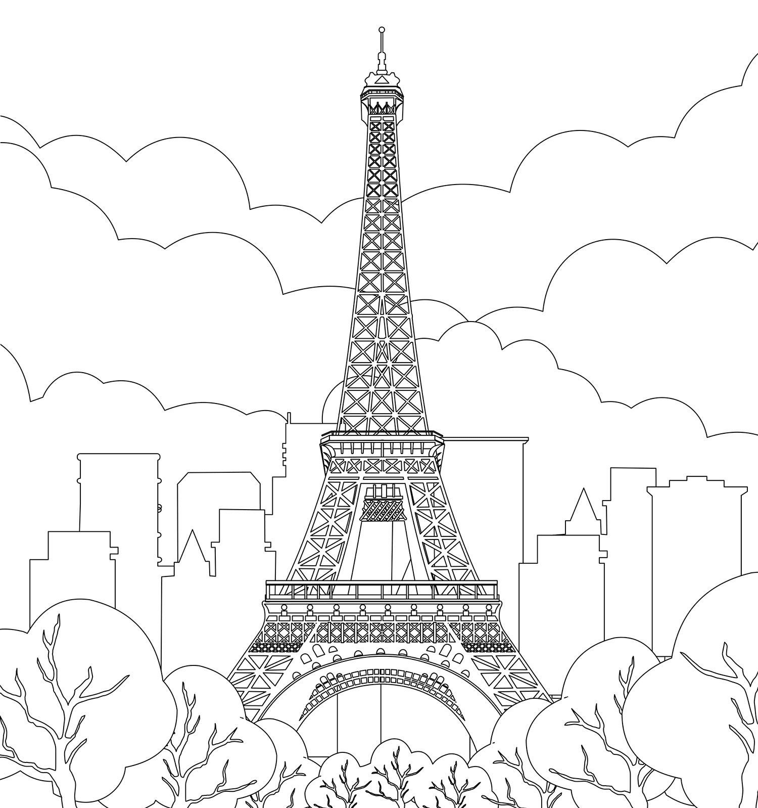 eiffel tower coloring page