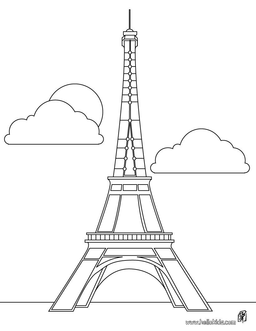 Eiffel Tower Coloring Pages Hellokids