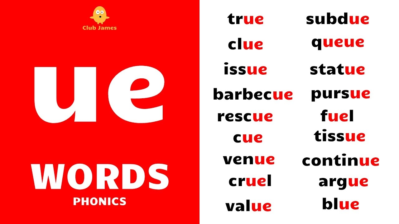 English Phonics ue Words With Example Sentences YouTube