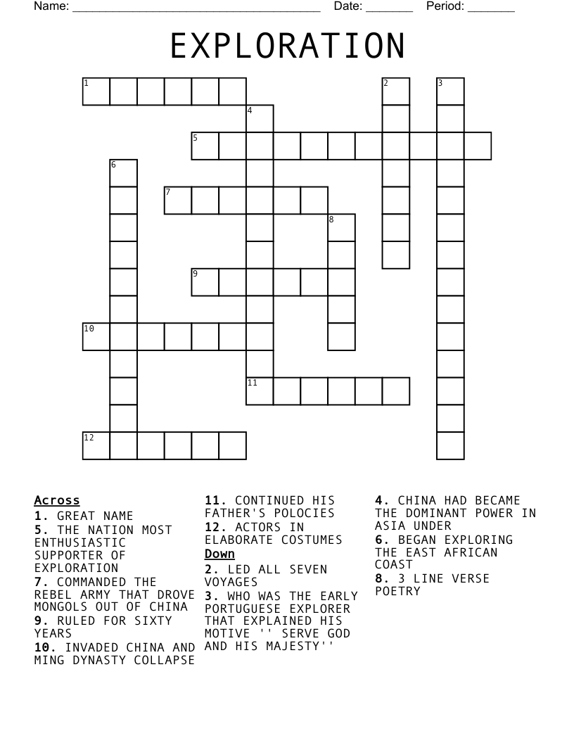 EXPLORATION Crossword WordMint