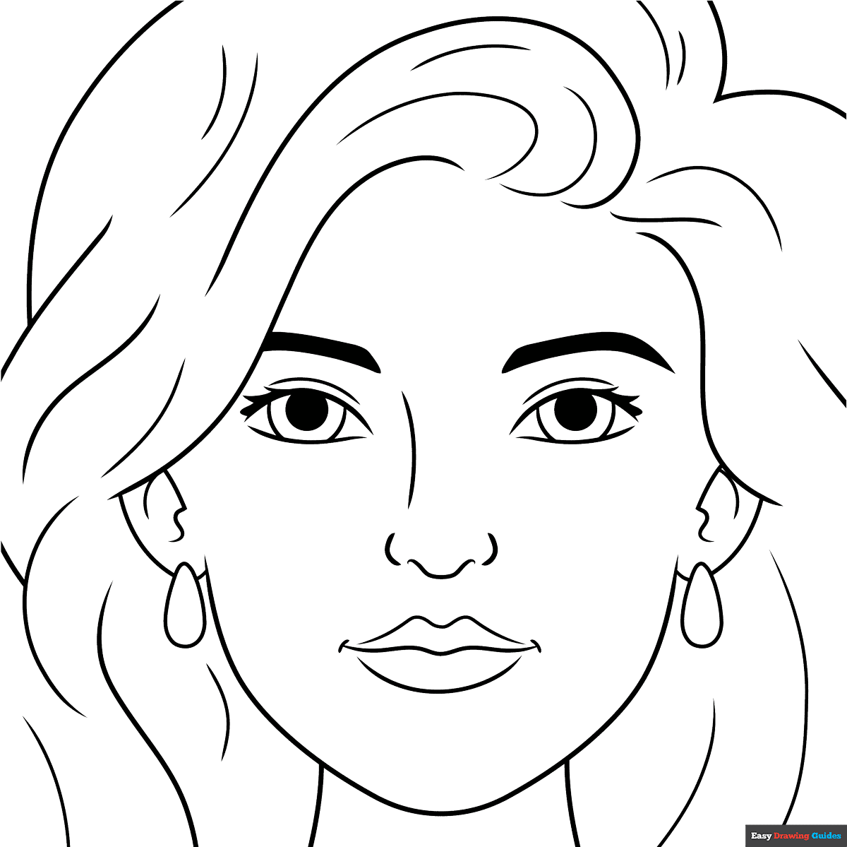 Face Portrait Coloring Page Easy Drawing Guides