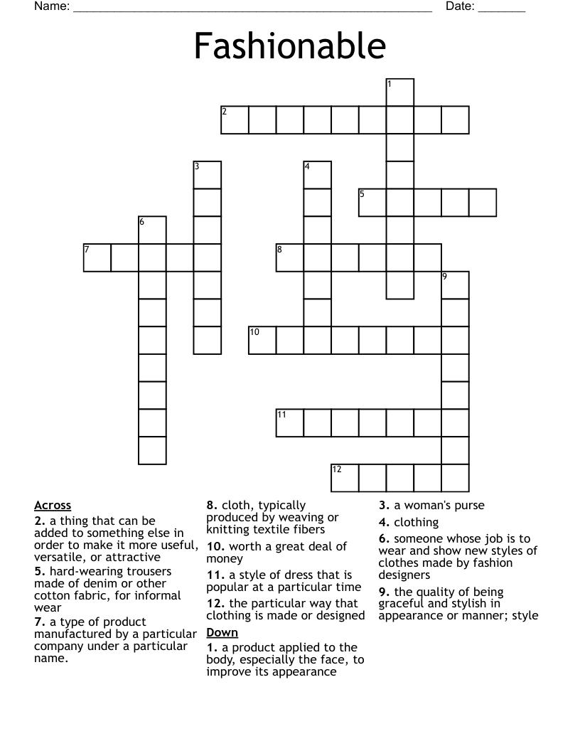 Fashionable Crossword WordMint Fashionable Crossword WordMint