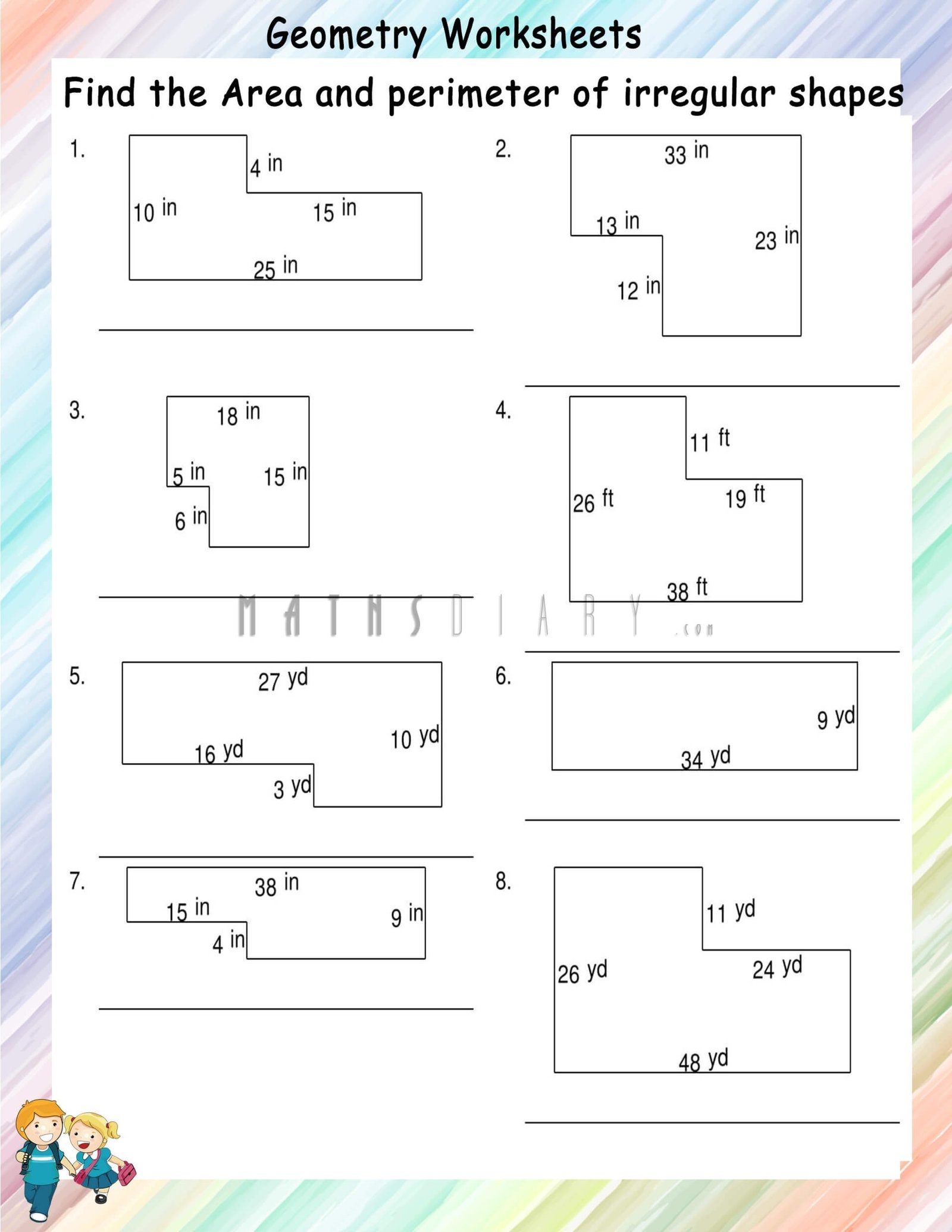 Finding Area And Perimeter Of Irregular Shapes Math Worksheets MathsDiary
