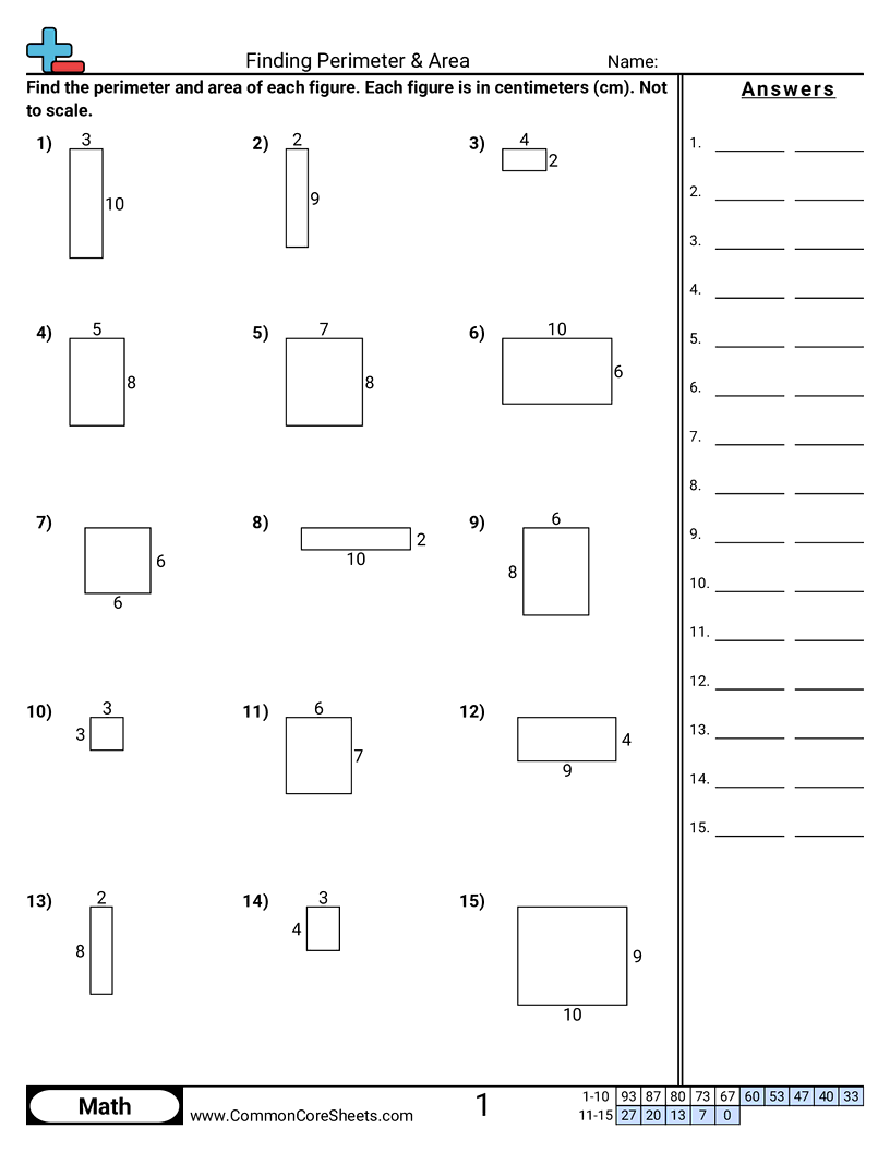Finding Perimeter Area Worksheet Download