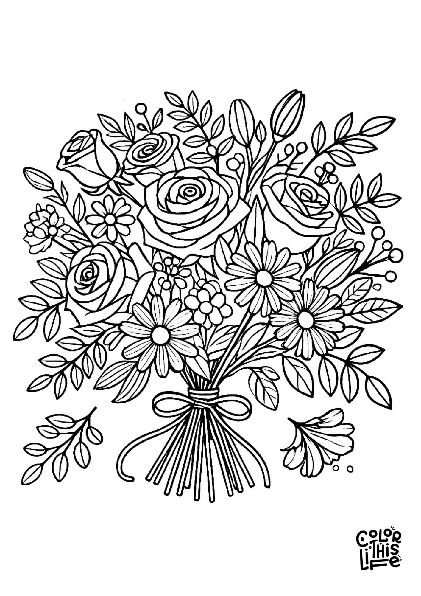 coloring pages bouquet of flowers
