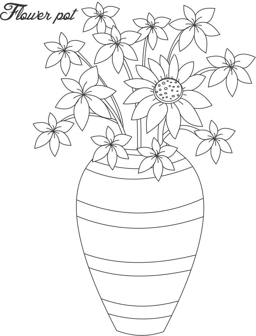 Flower Pot Coloring Page 13 Flower Pot Coloring Page 13