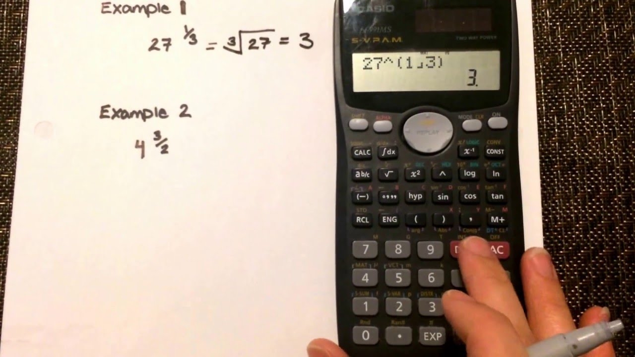 Fraction Exponents Calculating Values Where The Exponent Is A Fraction Casio Fx 991ms YouTube