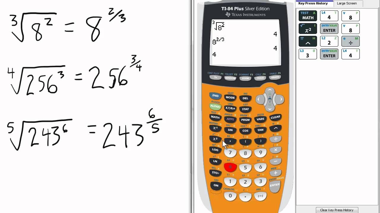 Fractional Exponents Calculator 3 TI 84 Calculator Fractional Exponents YouTube