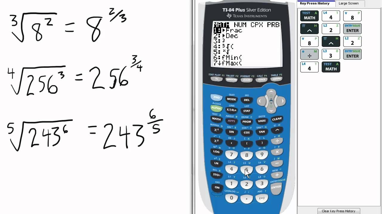 Fractional Exponents Calculator 3 TI 84 Calculator Fractional Exponents YouTube