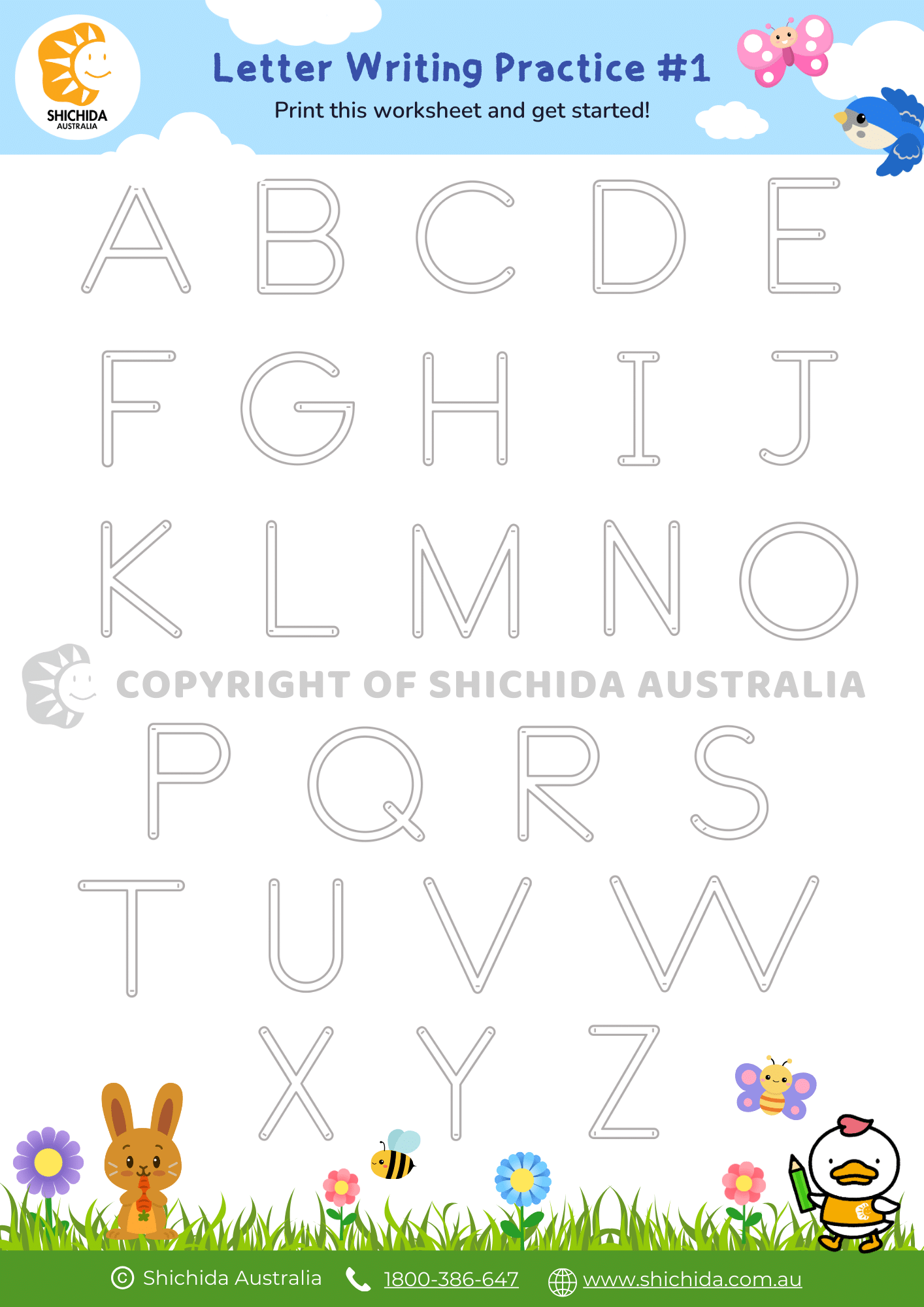 Free Alphabet Writing Worksheet 1 Improve Handwriting Skills Shichida