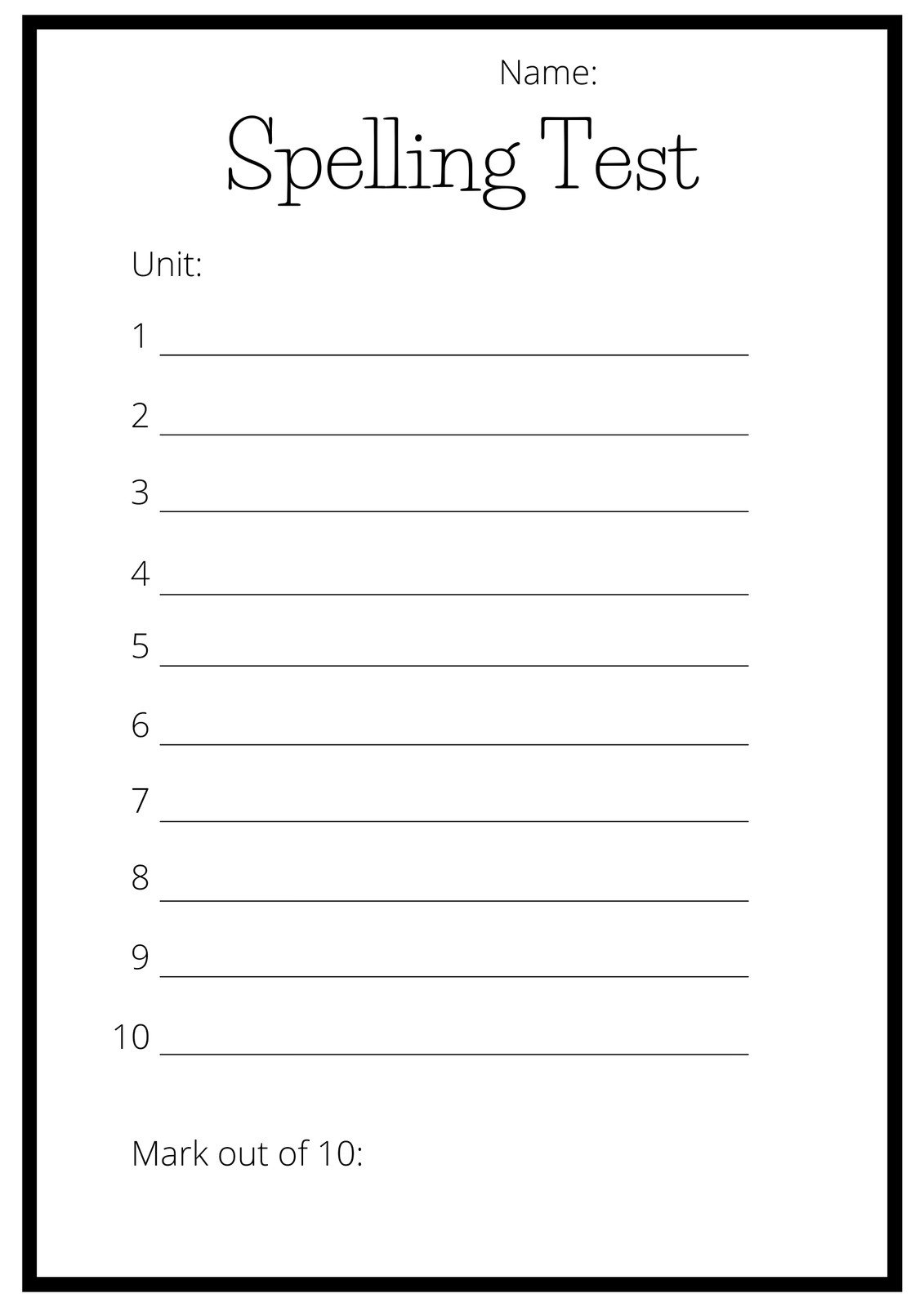 Free And Customizable Spelling Templates Free And Customizable Spelling Templates