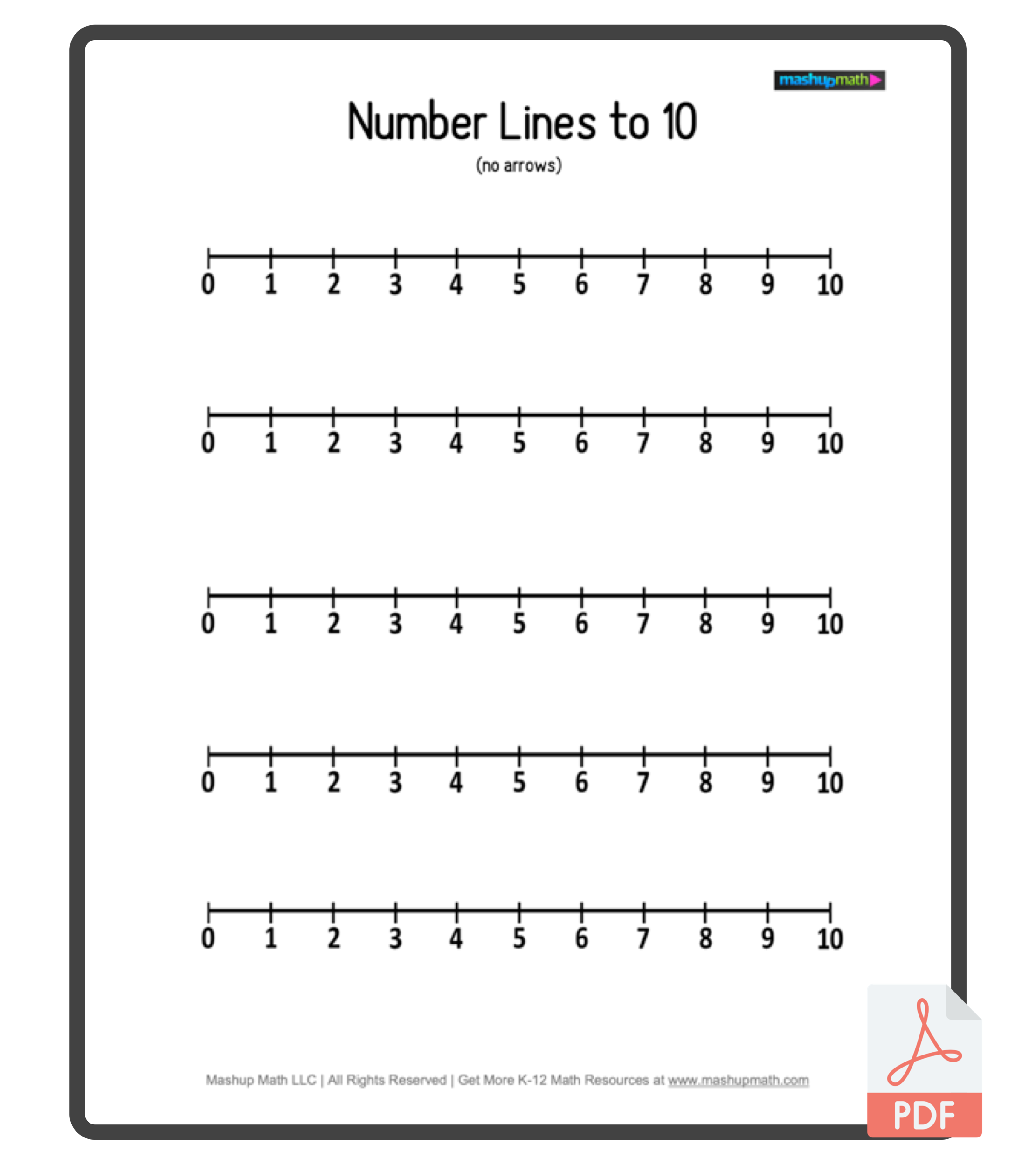 number line 10 to