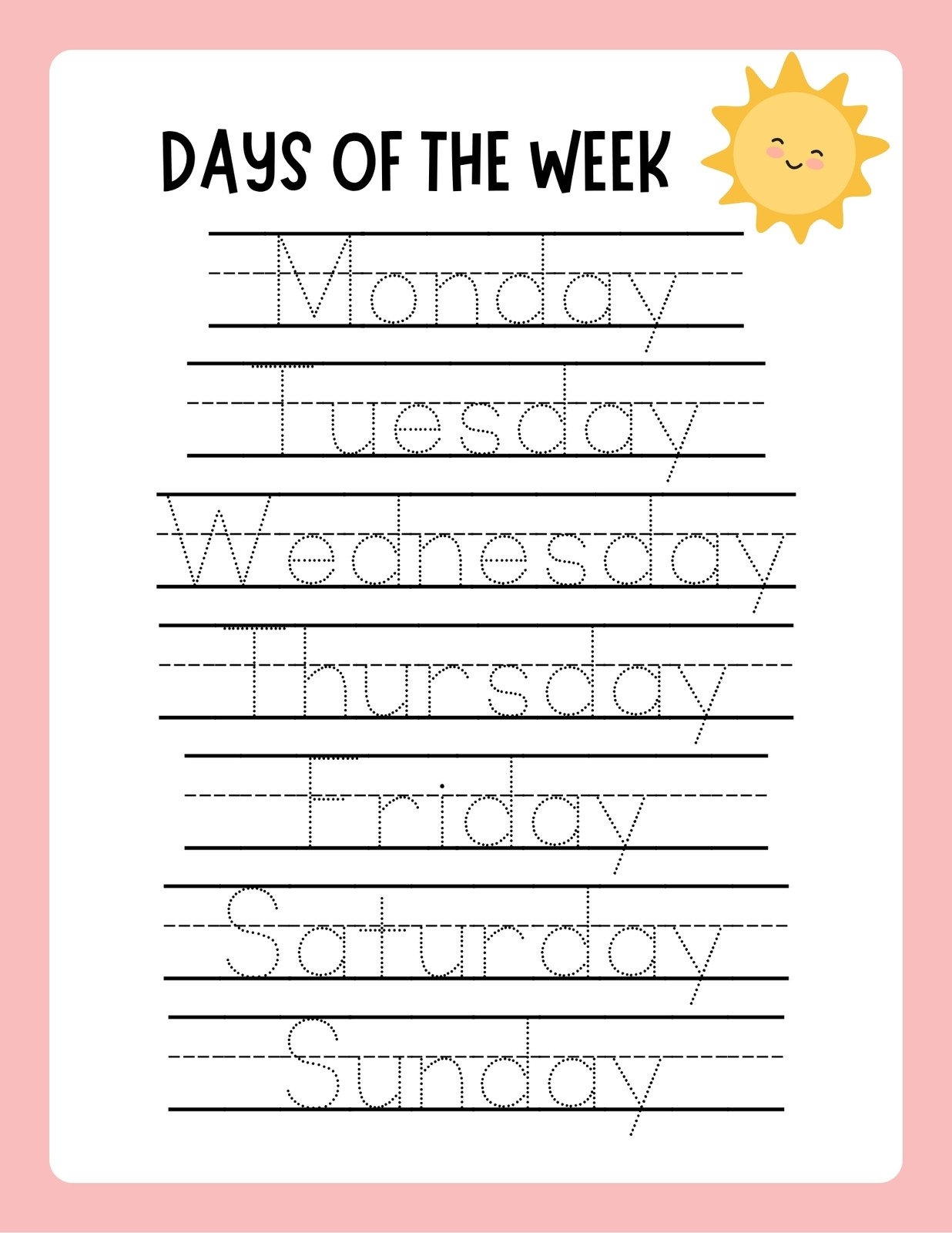 handwriting sheets for kindergarten