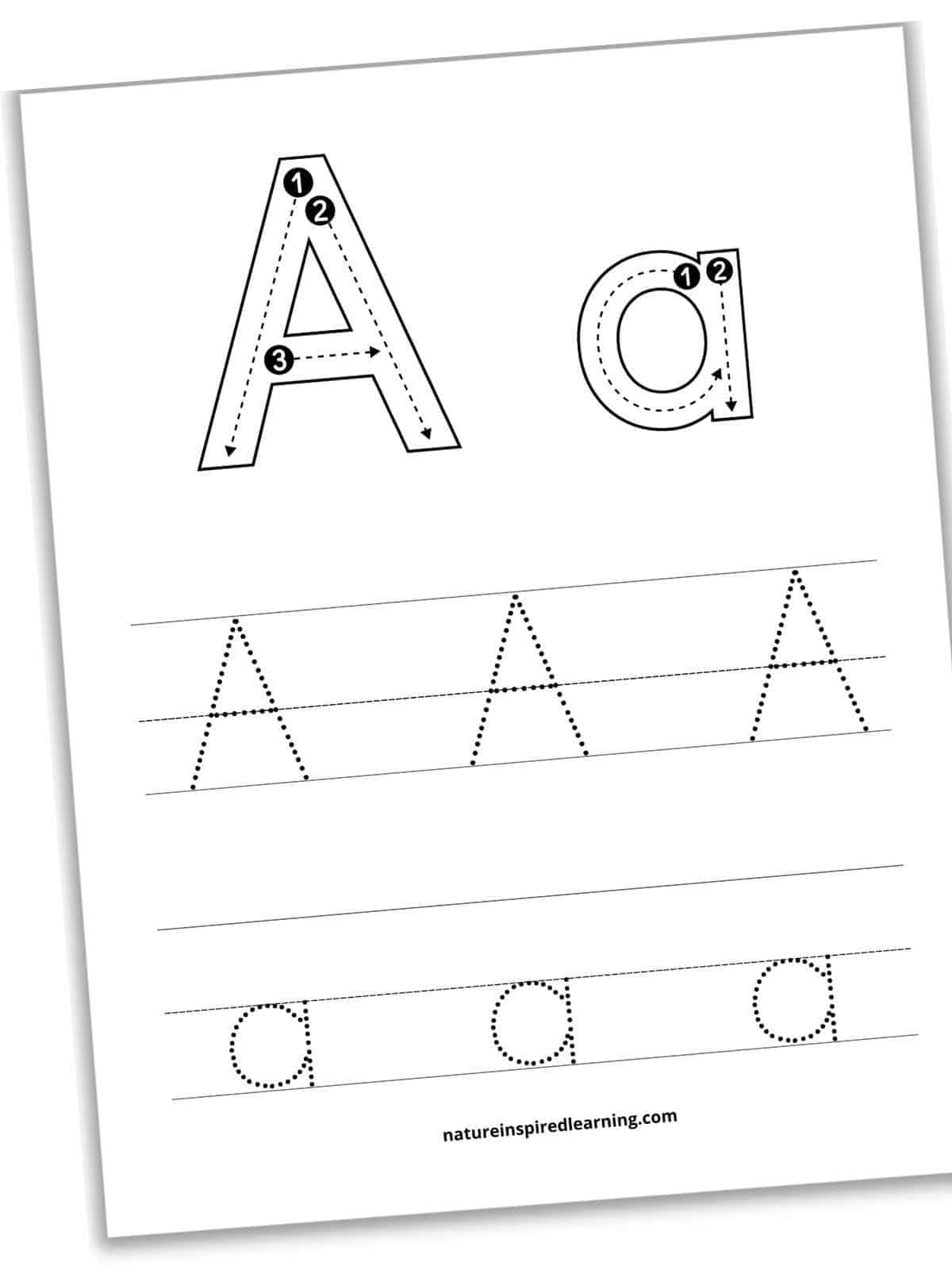 Free Letter A Tracing Worksheets Nature Inspired Learning