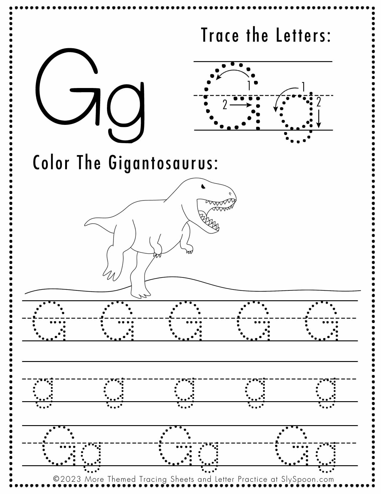 letter g tracing worksheets