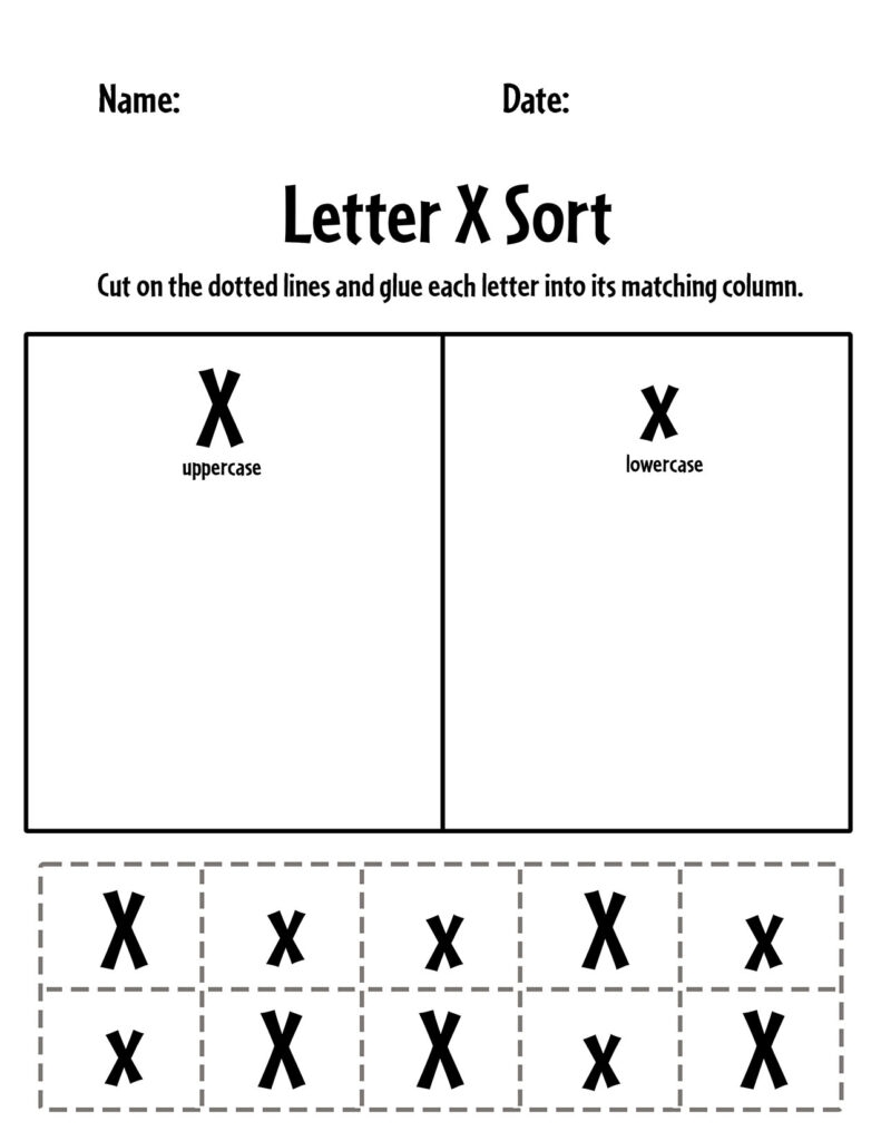 worksheets for the letter x