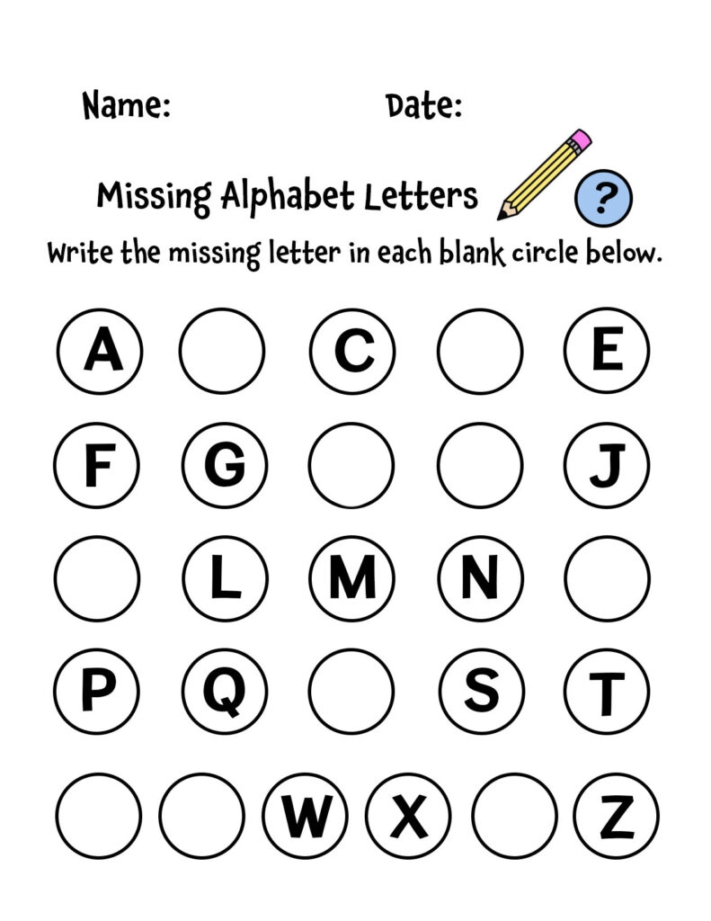Free Missing Letters Worksheets For Preschool The Hollydog Blog