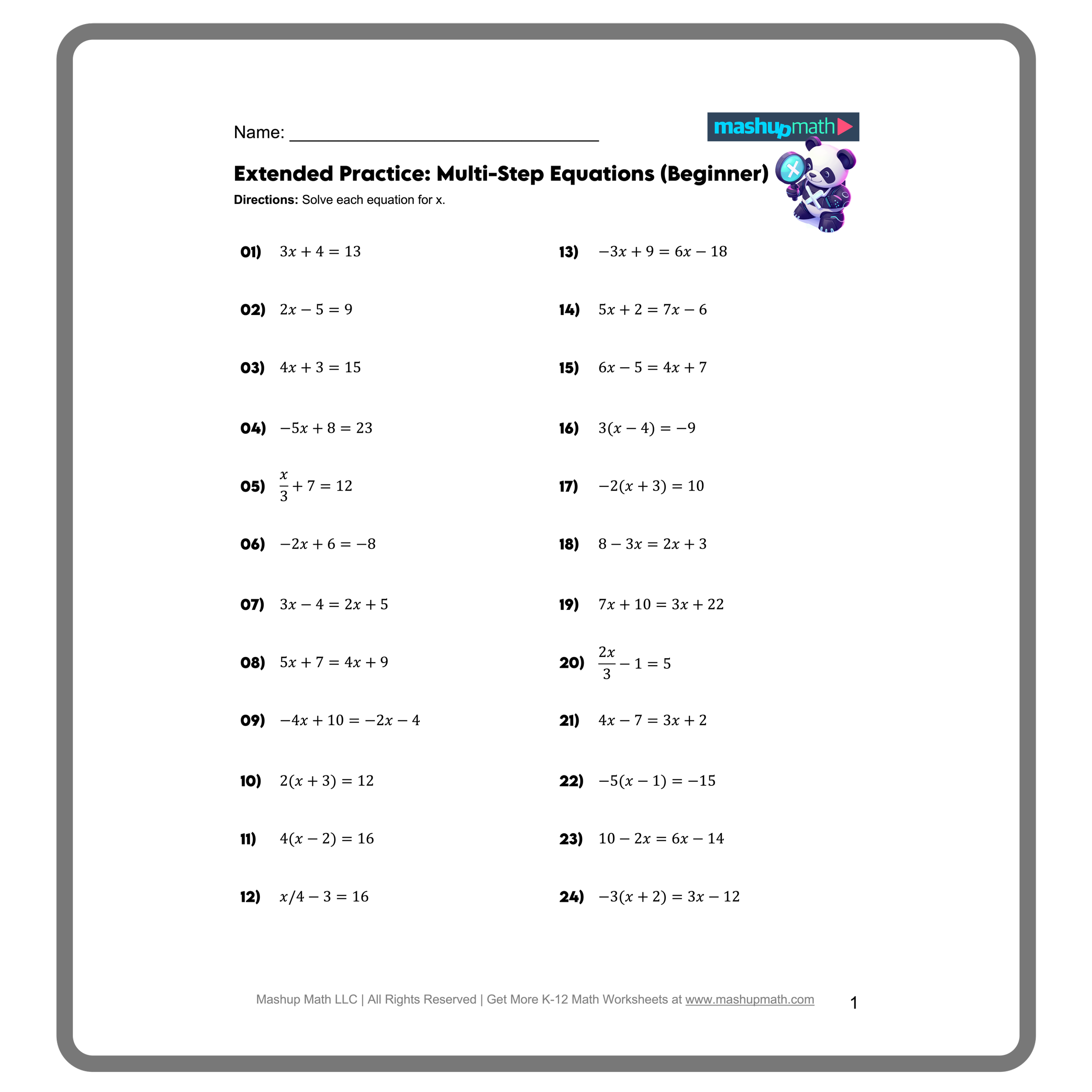 Free Multi Step Equations Worksheets Mashup Math Free Multi Step Equations Worksheets Mashup Math
