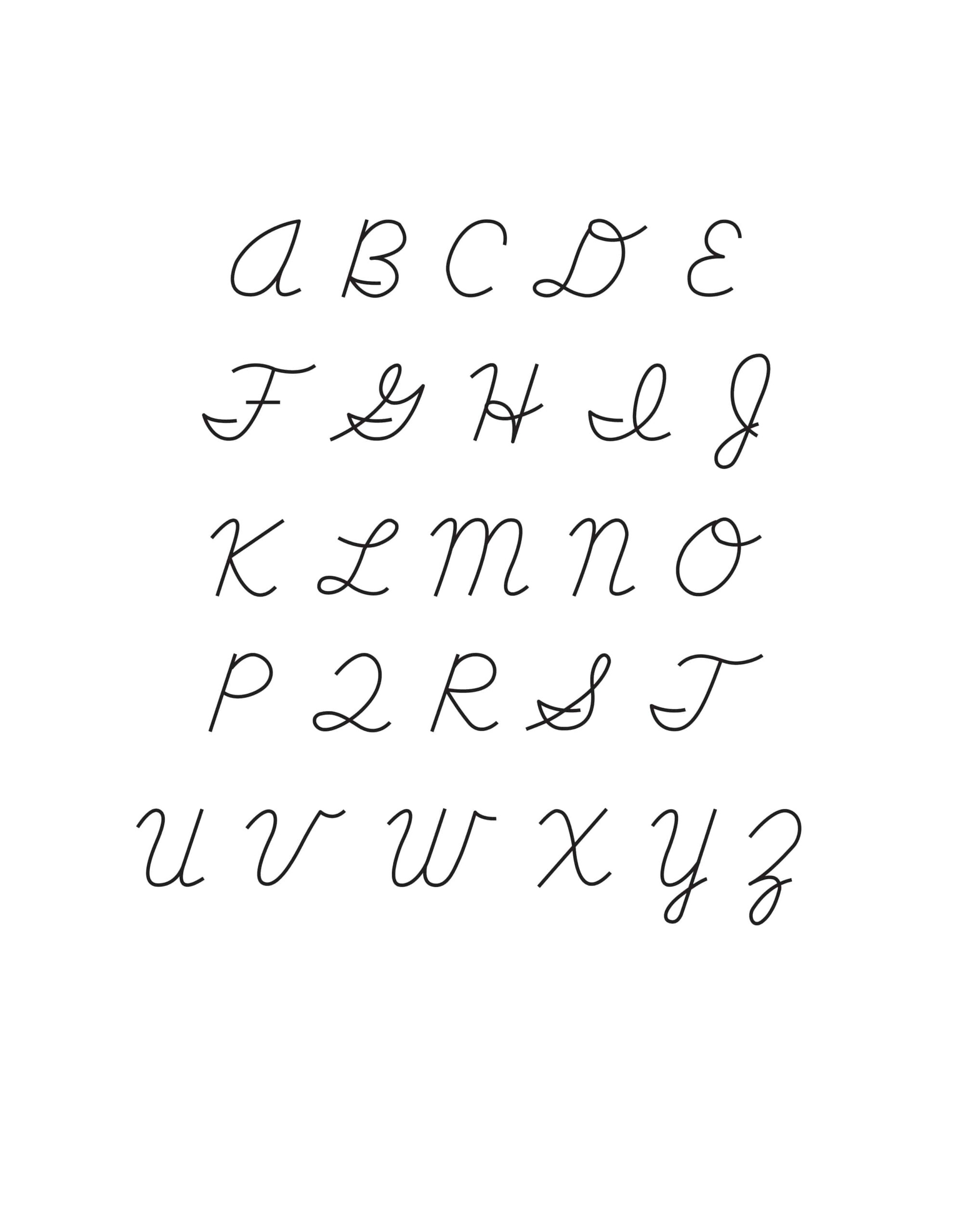 printable cursive alphabet chart