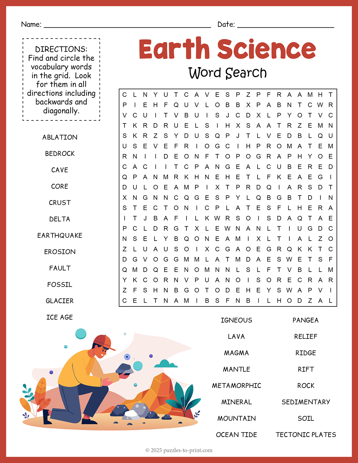 Free Printable Earth Science Word Search Free Printable Earth Science Word Search