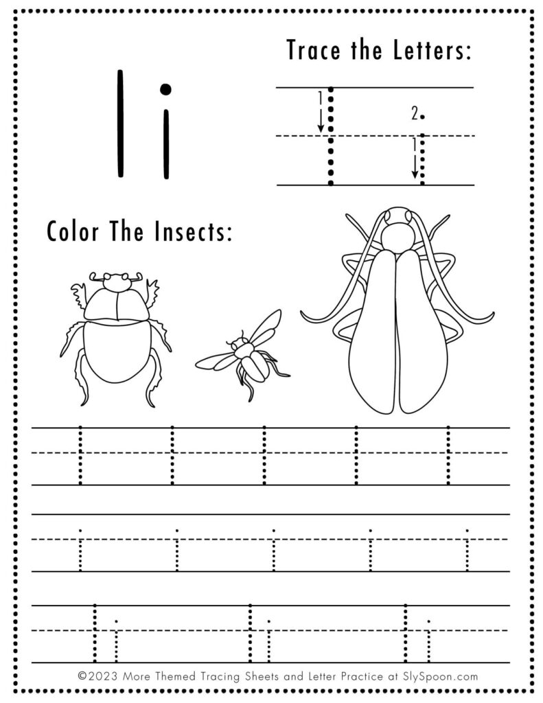 tracing letter i worksheets