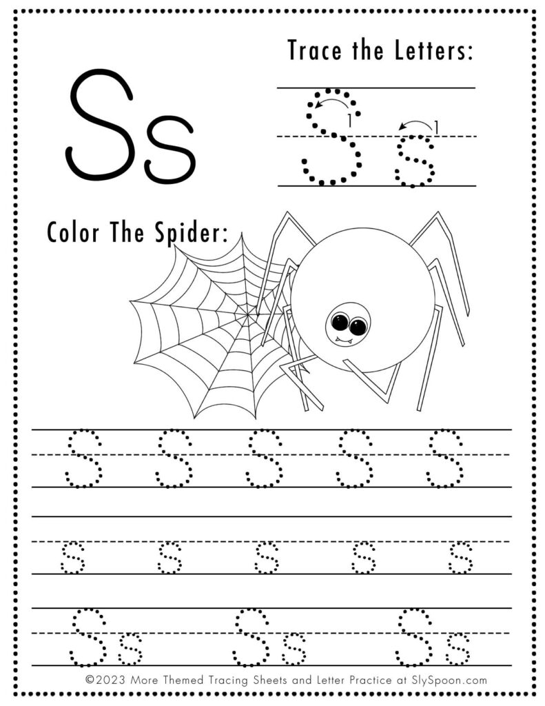 Free Printable Halloween Themed Letter S Tracing Worksheet Sly Spoon
