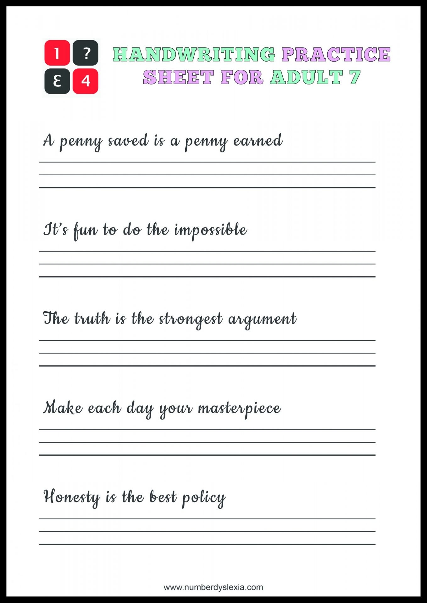 free printable handwriting worksheets