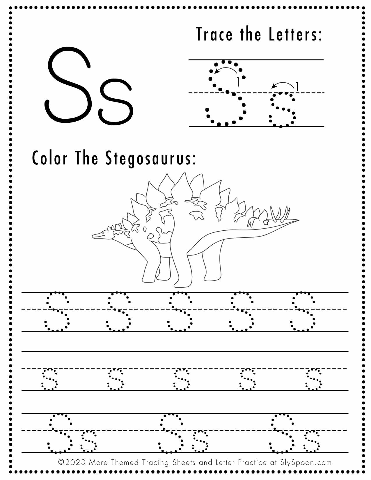 Free Printable Letter S Worksheets Sly Spoon