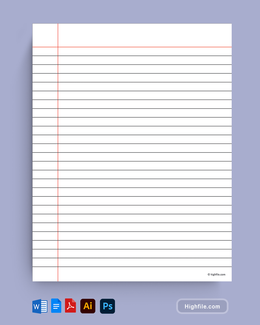 Free Printable Lined Paper Templates Highfile