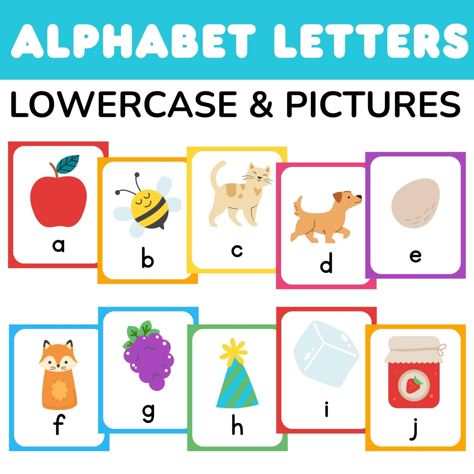 FREE Printable Lower Case Alphabet Flashcards With Pictures
