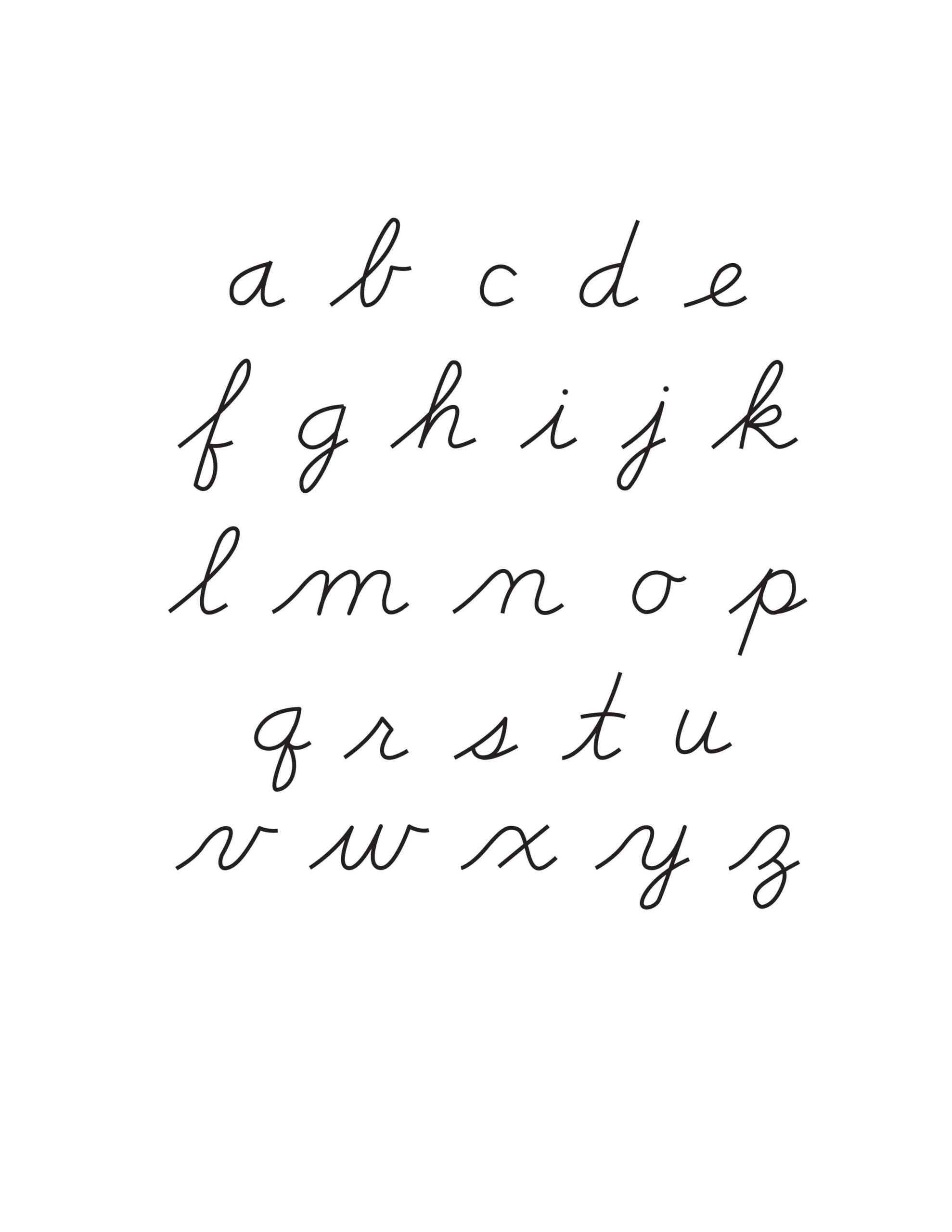 Free Printable Lowercase Cursive Alphabet Free Printable Lowercase Cursive Alphabet