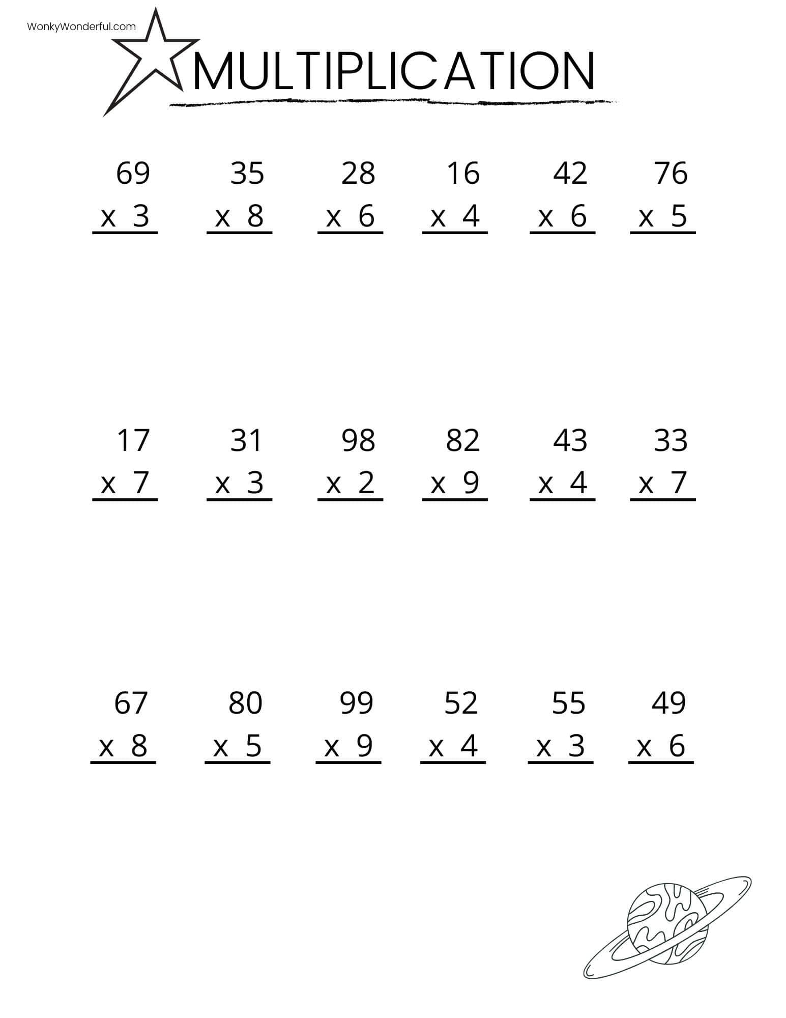 FREE PRINTABLE MULTIPLICATION WORKSHEETS WonkyWonderful FREE PRINTABLE MULTIPLICATION WORKSHEETS WonkyWonderful