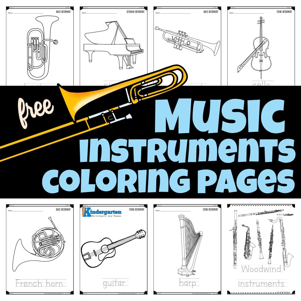  Free Simple Music Instrument Coloring Pages