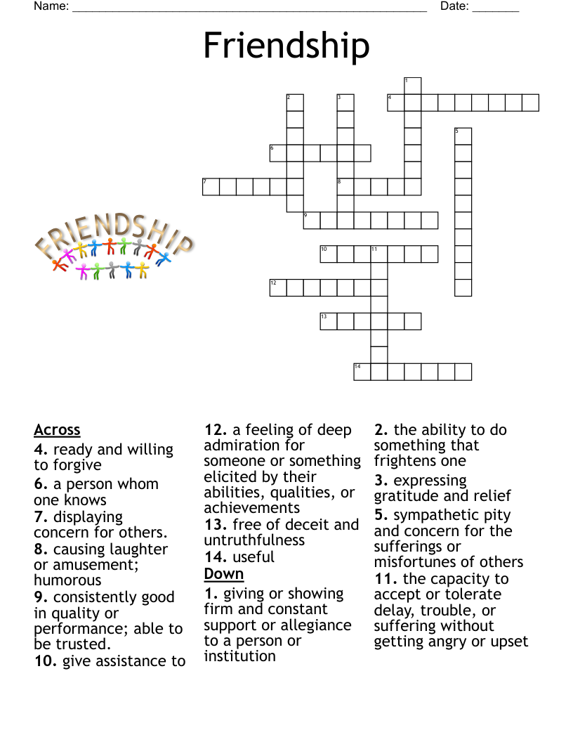 Friendship Crossword WordMint Friendship Crossword WordMint