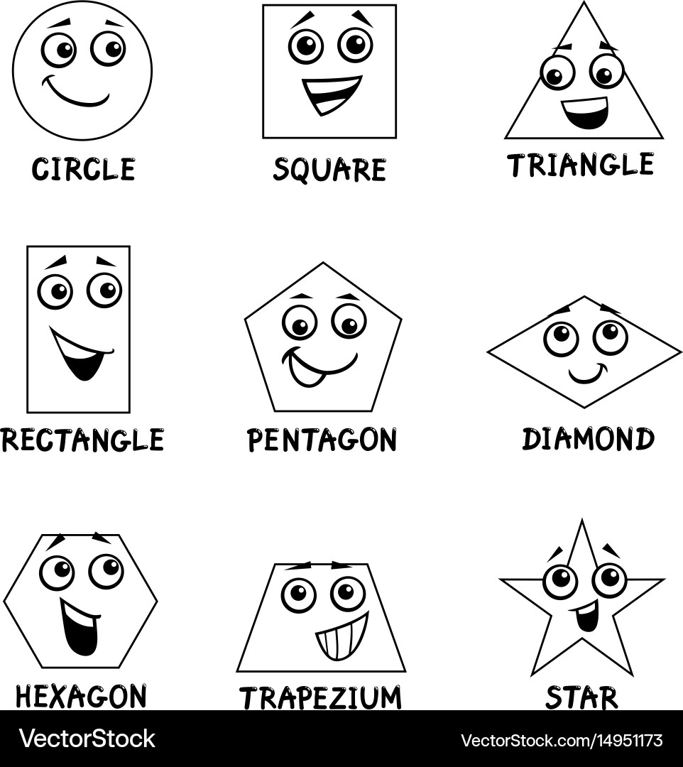 Geometric Shapes Coloring Pages Royalty Free Vector VectorStock