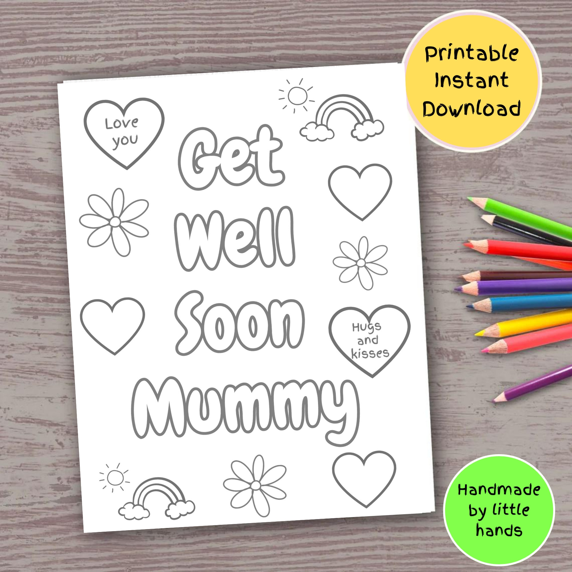 Get Well Soon Mummy Coloring Page Kids Printable Card digital Download Etsy Get Well Soon Mummy Coloring Page Kids Printable Card digital Download Etsy