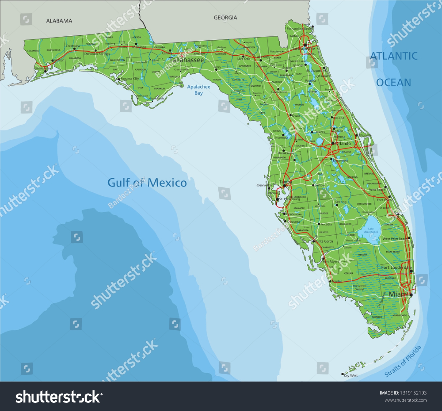 physical map of florida