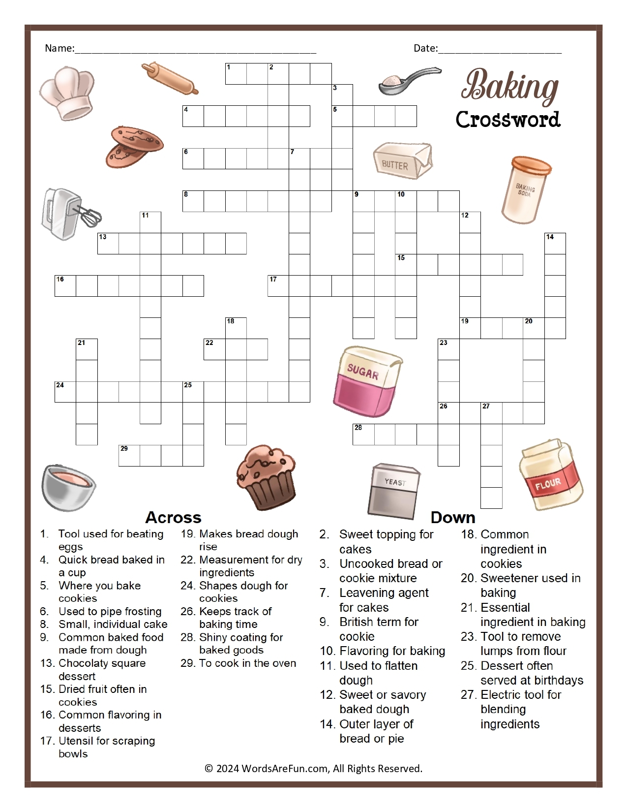 baking exercise crossword
