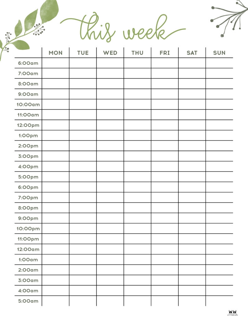 Hourly Planners 25 FREE Printables Printabulls