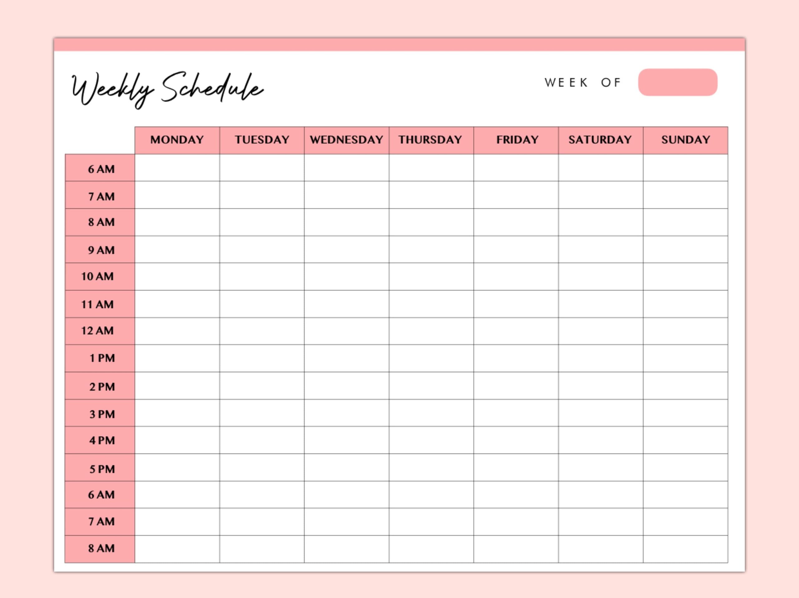 Hourly Weekly Schedule Landscape Weekly Planner Printable Weekly Organizer Weekly Agenda Desk Planner PDF Instant Download Etsy Hourly Weekly Schedule Landscape Weekly Planner Printable Weekly Organizer Weekly Agenda Desk Planner PDF Instant Download Etsy