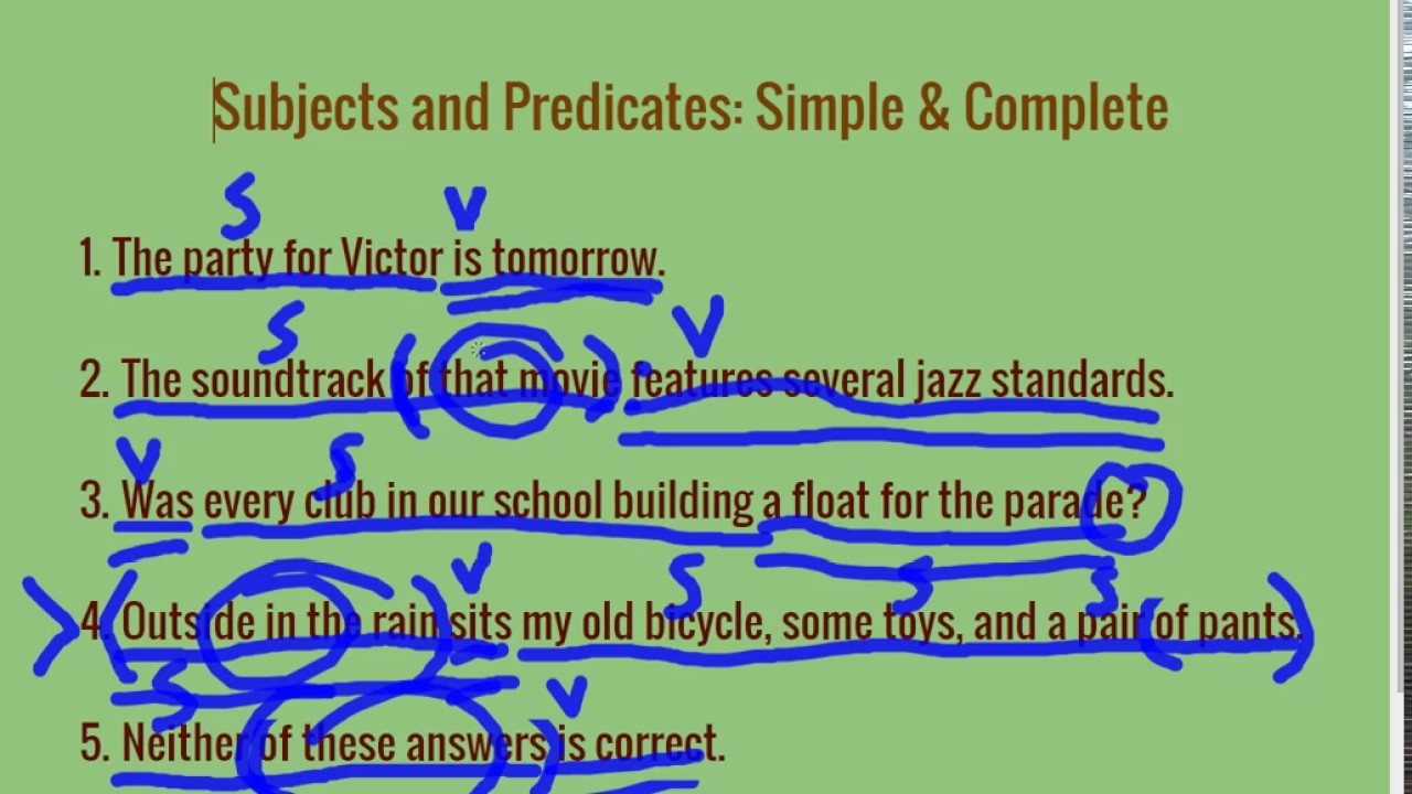 How To Subjects And Predicates Simple Complete YouTube