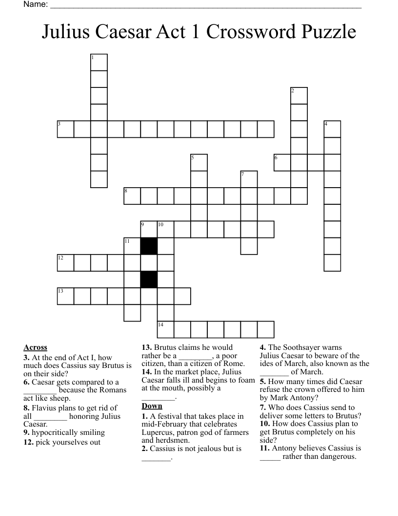 Julius Caesar Act 1 Crossword Puzzle WordMint Julius Caesar Act 1 Crossword Puzzle WordMint